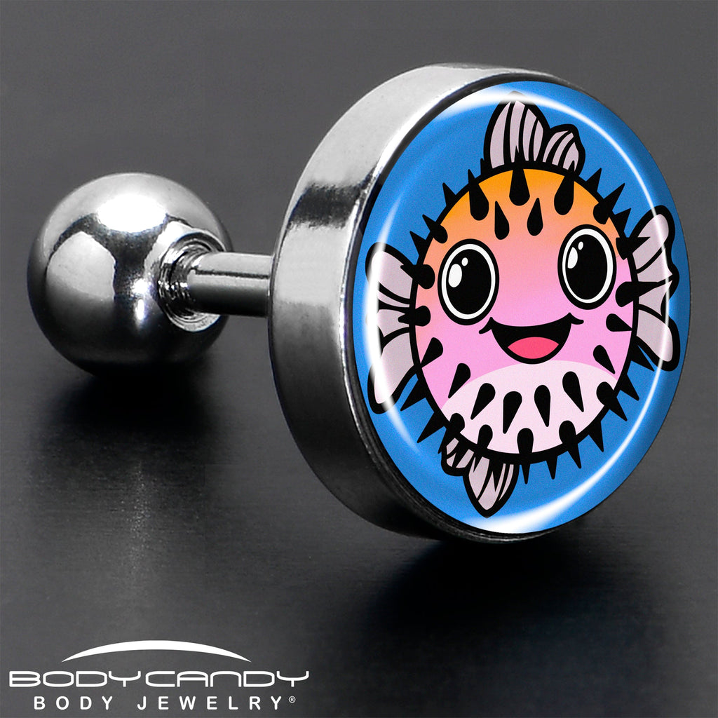 16G 1/4 Swimming Pufferfish Tragus Cartilage Earring by Onyx O