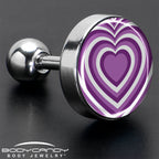 16G 1/4 Purple Retro Heart Tragus Cartilage Earring by Onyx O