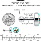 16G 1/4 Chinese Take Out Cartilage Tragus Earring by Onyx O