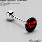 Black Red 4 Ever Emo Barbell Tongue Ring by Onyx O