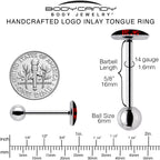 Black Red 4 Ever Emo Barbell Tongue Ring by Onyx O