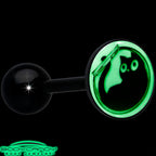 Glow in the Dark Black Anodized Fishbowl Kitty Cat Barbell Tongue Ring by Onyx O