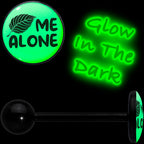 Glow in the Dark Black Anodized Leaf Me Alone Barbell Tongue Ring by Onyx O