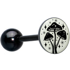 Glow in the Dark Black Anodized Mystic Mushroom Barbell Tongue Ring by Onyx O