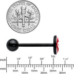 Glow in the Dark Black Anodized Holiday Peppermint Candy Barbell Tongue Ring by Onyx O