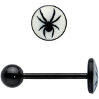 Glow in the Dark Black Anodized Black Widow Spider Barbell Tongue Ring by Onyx O