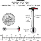 Cherry Heart Barbell Tongue Ring by Onyx O