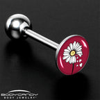 Love Me Not Flower Barbell Tongue Ring by Onyx O