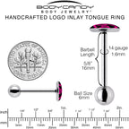 Hollow Heart Doll Word Barbell Tongue Ring by Onyx O