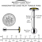 Black Yellow Fake Adult Barbell Tongue Ring by Onyx O