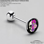 Floral Flowers Skull Barbell Tongue Ring by Onyx O