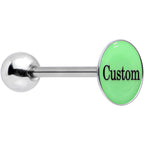 Custom Glow in the Dark Logo Stainless Steel Barbell Tongue Ring
