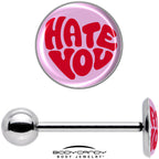 Retro Text Hate You Barbell Tongue Ring by Onyx O