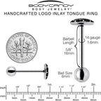 Black and White Kitty Cat Barbell Tongue Ring by Onyx O