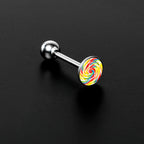 Rainbow Swirl Lollipop Barbell Tongue Ring by Onyx O