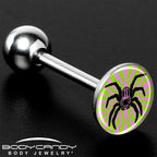 Psychedelic Spider Barbell Tongue Ring by Onyx O