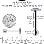 Purple Retro Heart Barbell Tongue Ring by Onyx O