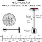 Palm Tree Retro Sunset Barbell Tongue Ring by Onyx O