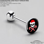 Santa Pirate Candy Cane Barbell Tongue Ring by Onyx O