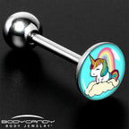 Rainbow Unicorn Barbell Tongue Ring by Onyx O