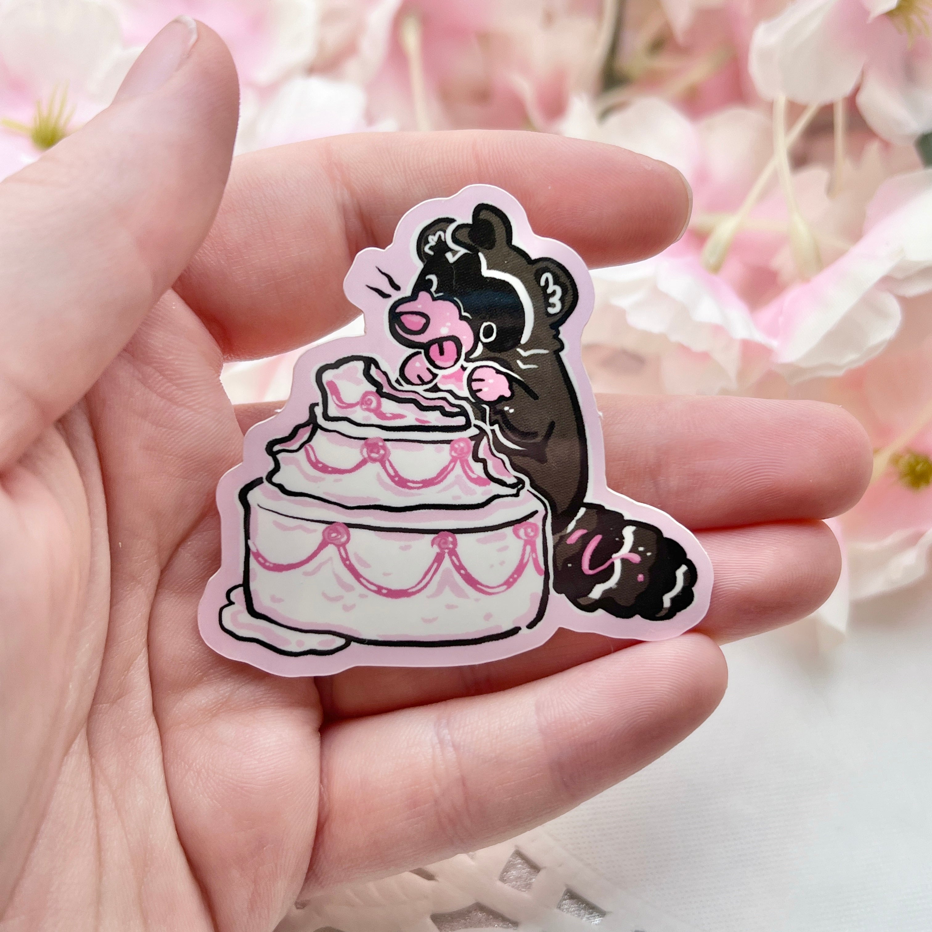 Raccoon Wedding Cake Treat ~ Sticker