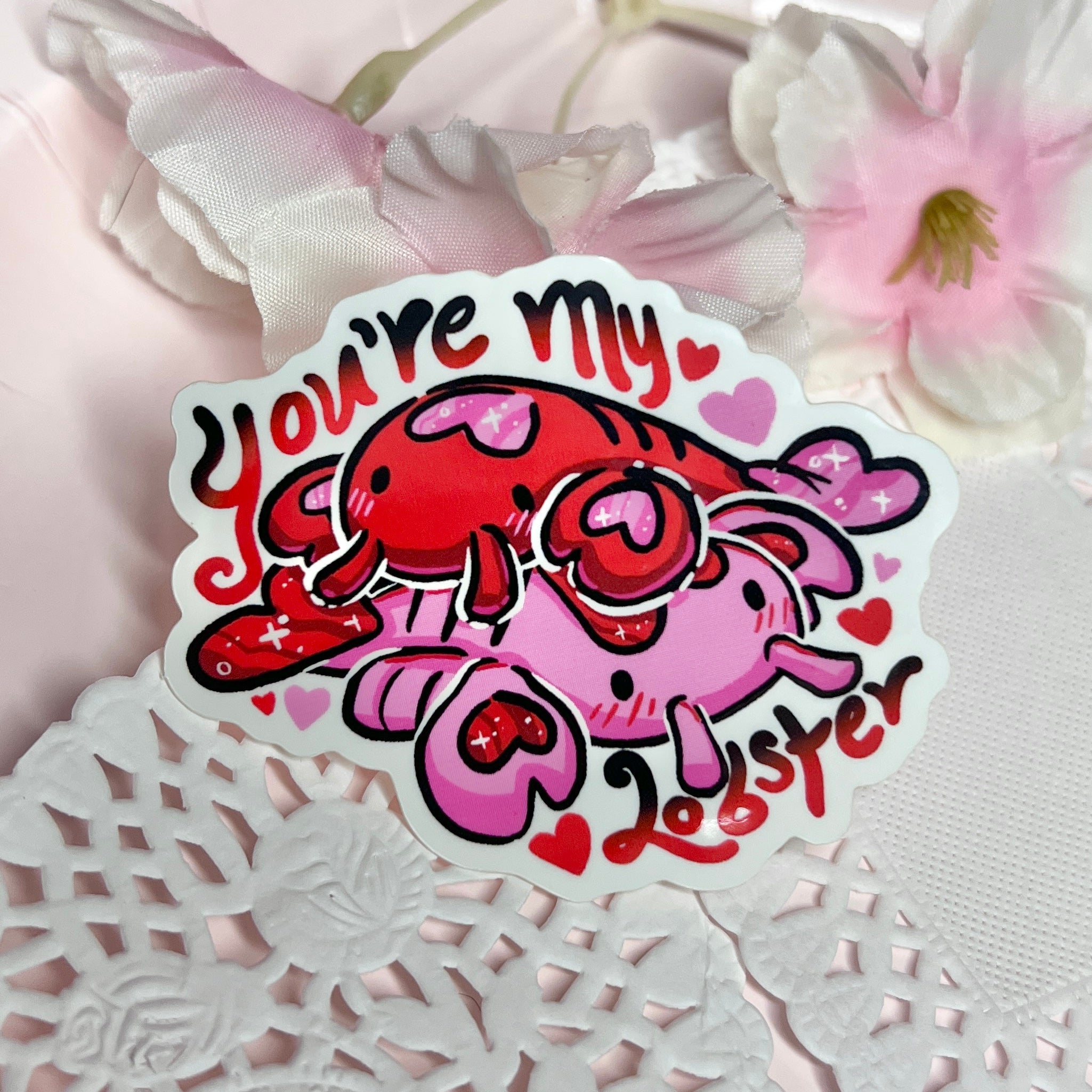 "You're My Lobster" Coral and Ruby Love-sters ~ Sticker