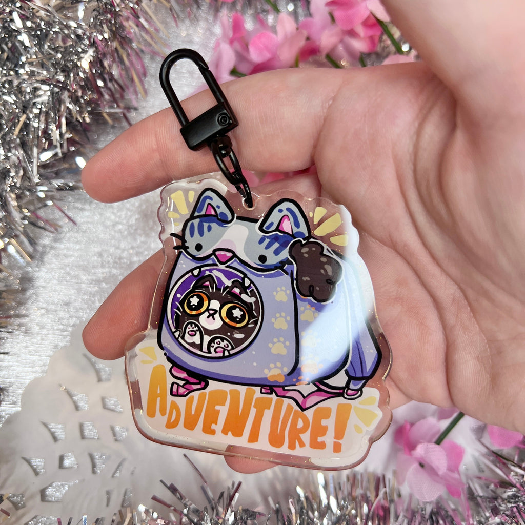 Adventure! Cat Backpack ~ Acrylic Keychain Charm