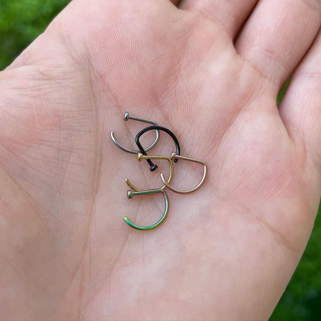 20G 5/16 Black Implant Grade Titanium D Shape Nose Hoop