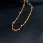 Stainless Steel Ball Rose Gold Tone PVD Station Necklace Satellite Chain Layering Necklace