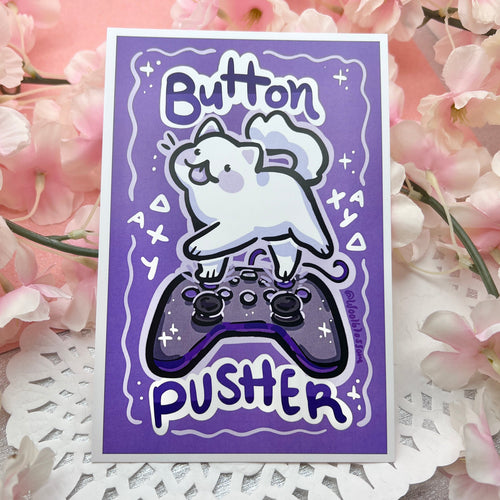 "Button Pusher" Cat ~ Print
