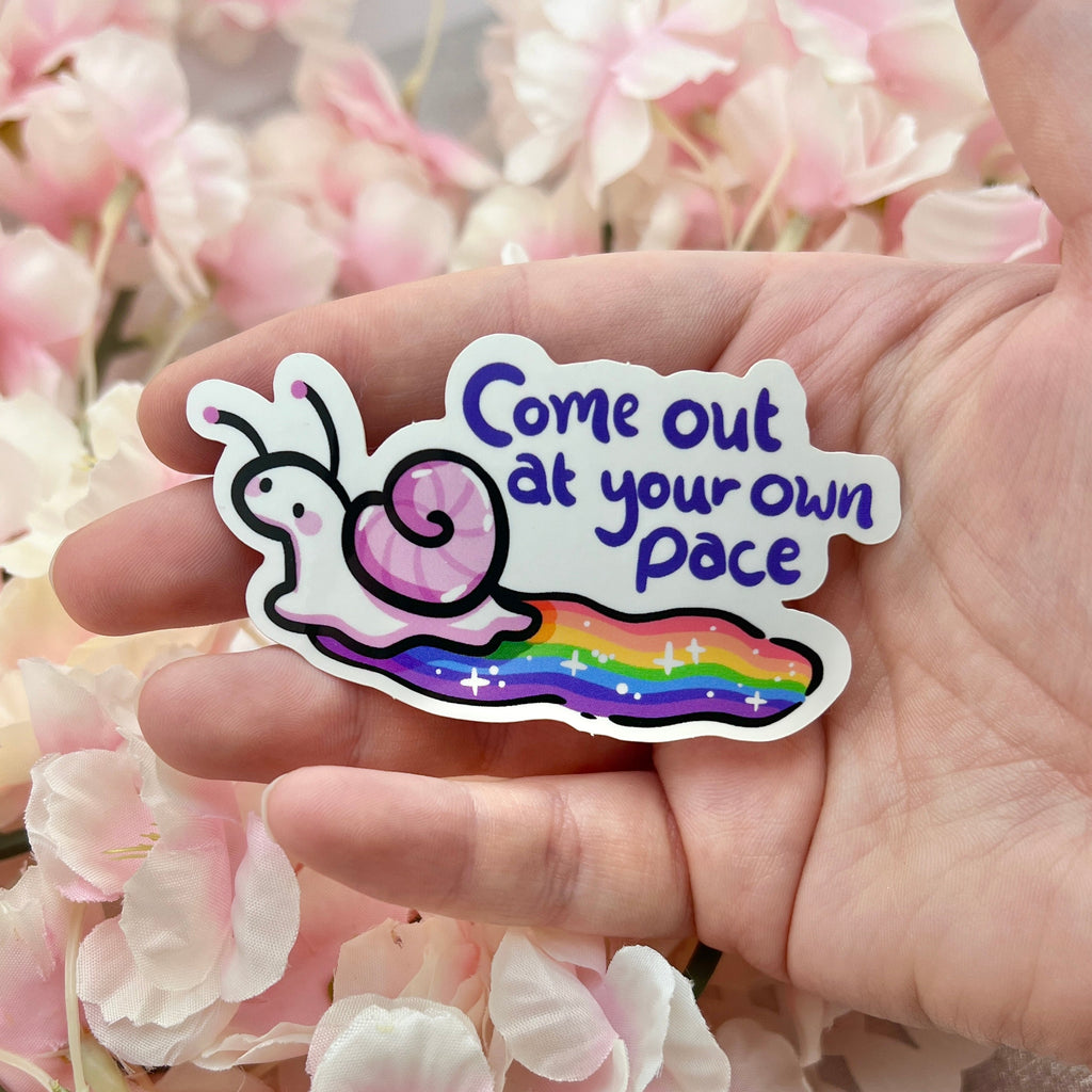 "Come Out at Your Own Pace" Snail Rainbow ~ Sticker