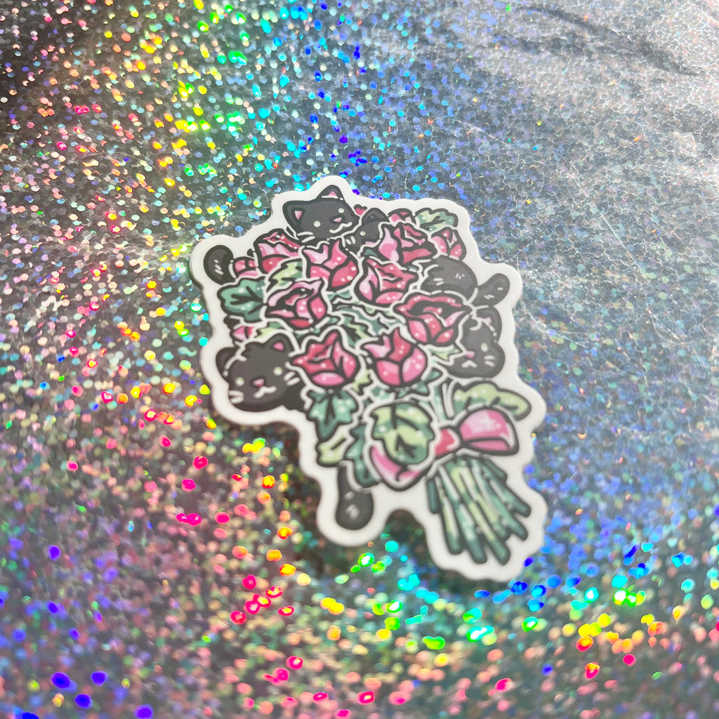 Rose Bouquet Cats ~ Sticker
