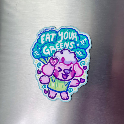 "Eat Your Greens" Sheep Dog ~ Magnet