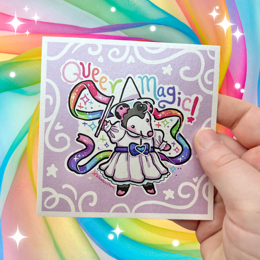 "Queer Magic!" Witch Opossum ~ Shimmer Print