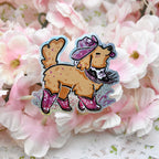 Golden Retriever Pink Cowgirl ~ Pixie Dust Sticker