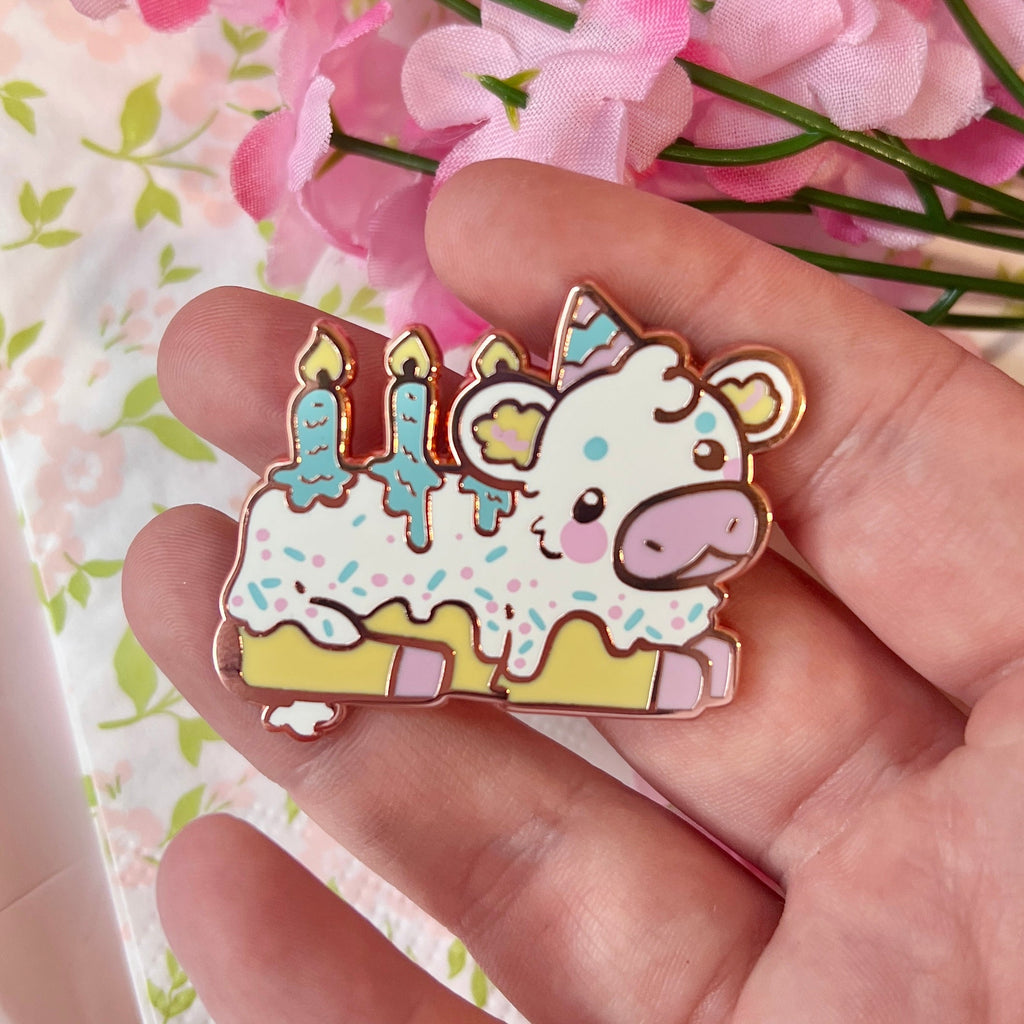 Icing the Birthday Cow! ~ Enamel Pin