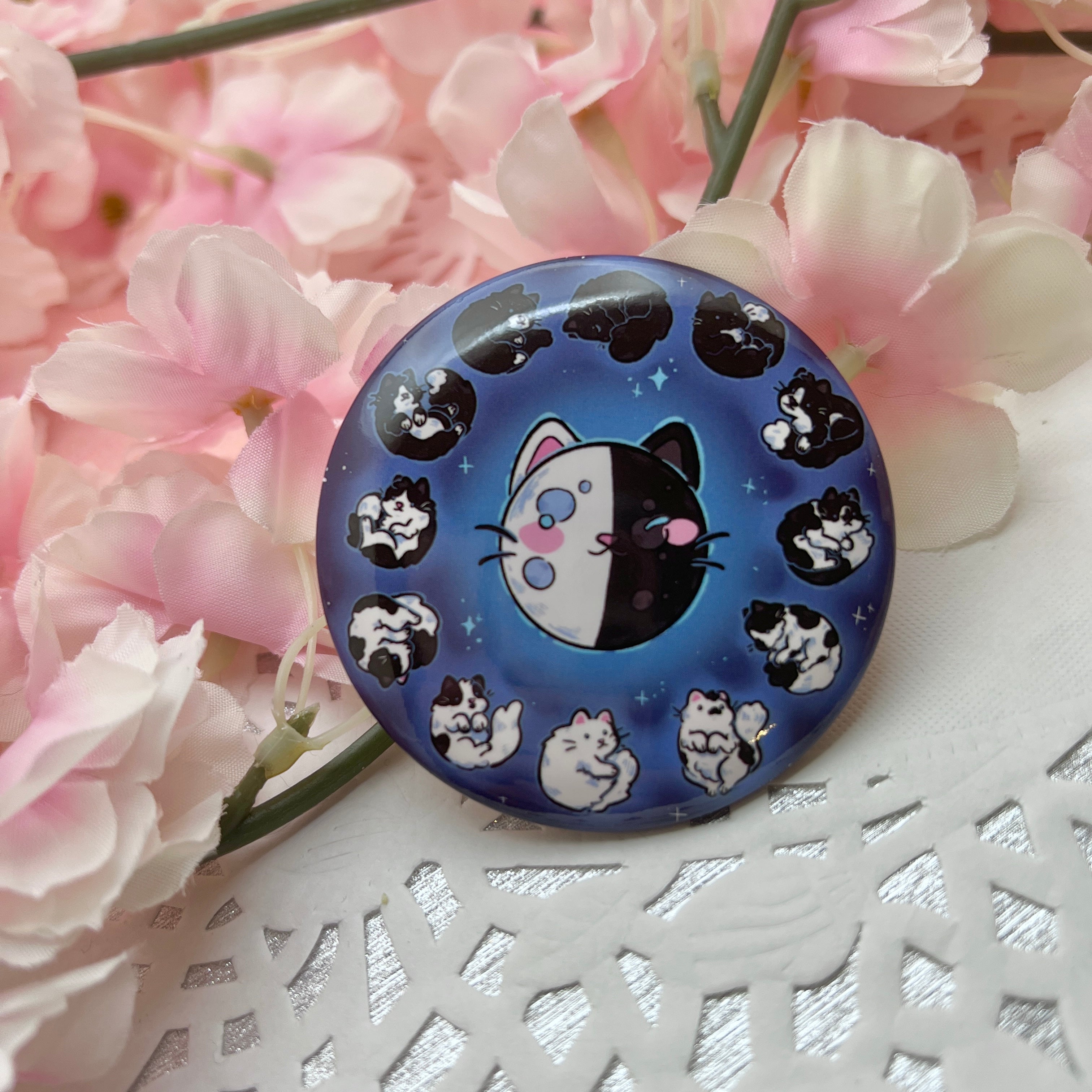 Moon Phases Cats ~ Button