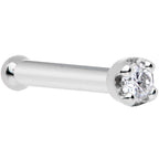 Solid 14K White Gold 1.5mm Genuine Diamond Nose Ring