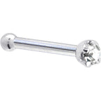 Solid 14K White Gold 1.5mm Genuine Diamond Nose Ring