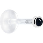 16G 5/16 Solid 14K White Gold 2mm Genuine Onyx Bioplast Tragus Earring Stud
