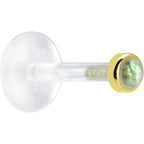 16G 5/16 Solid 14K Yellow Gold 2mm Genuine Labradorite Bioplast Tragus Earring Stud