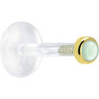 16G 5/16 Solid 14K Yellow Gold 2mm Genuine Aventurine Quartz Bioplast Tragus Earring Stud