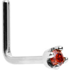 Solid 14K White Gold 1.5mm Genuine Red Diamond Nose Ring