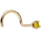 14k Yellow Gold 2mm Lab Grown Yellow Diamond Nose Ring
