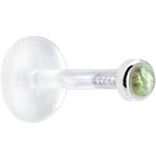 16G 1/4 Solid 14K White Gold 2mm Genuine Labradorite Bioplast Tragus Earring Stud