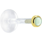 16G 1/4 Solid 14K Yellow Gold 2mm Genuine Aventurine Quartz Bioplast Tragus Earring Stud