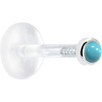 16G 1/4 Solid 14K White Gold 2mm Genuine Turquoise Bioplast Cartilage Earring Stud