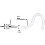 18G 1/4 White Gold 1.5mm Clear Cubic Zirconia Bioplast Nose Ring