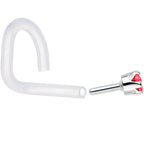18G 1/4 White Gold 1.5mm Red Cubic Zirconia Bioplast Nose Ring