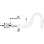 18G 1/4 White Gold 1.5mm Genuine Diamond Bioplast Nose Ring